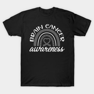 Brain Cancer Awareness Brain Cancer Rainbow T-Shirt